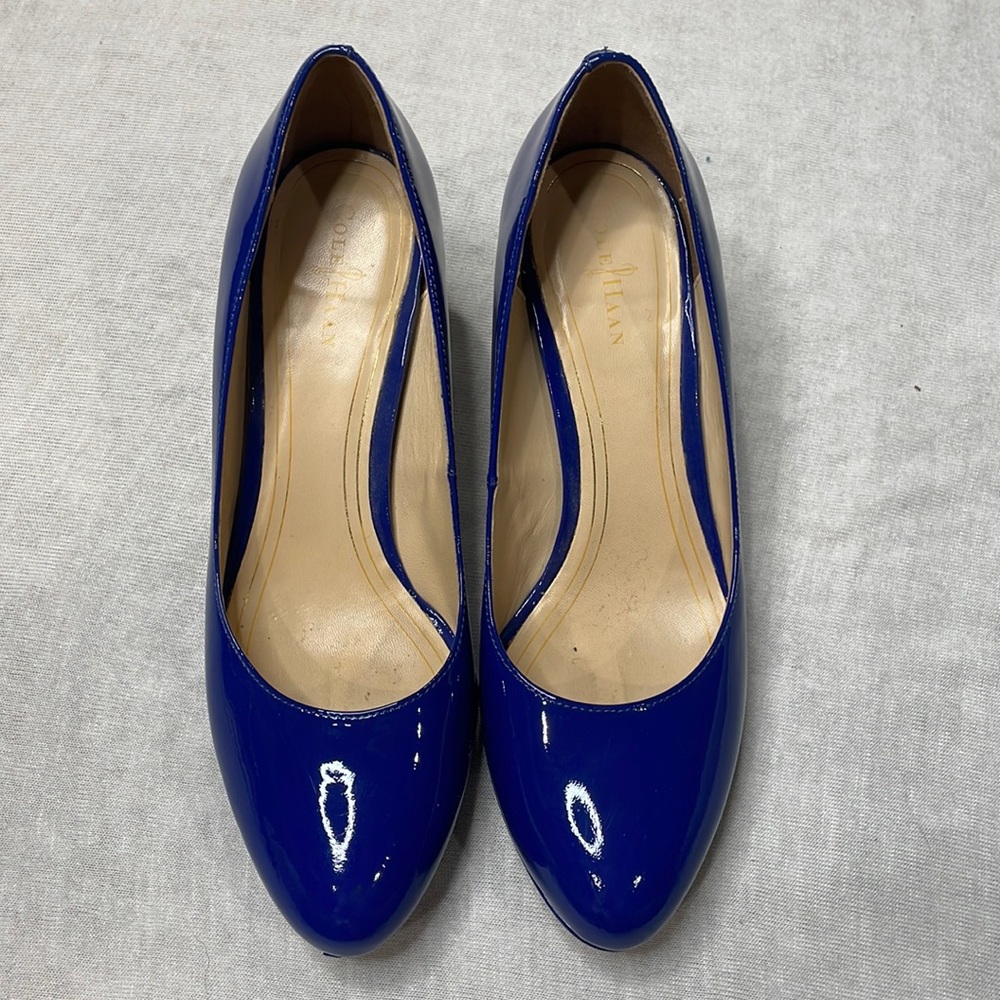 Cole Haan Glossy Cobalt Patent Leather Pumps
